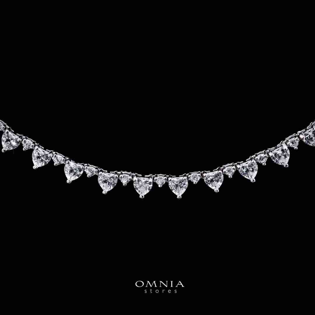 Omnia Radhwa White Heart Tennis Necklace, Earrings and Bracelet Set in 925 Silver with High Quality Simulated Diamonds - Image 2