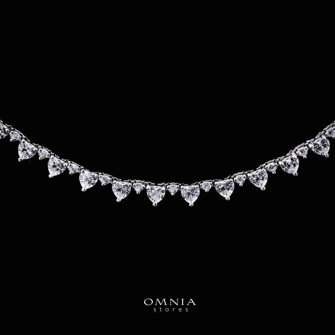 Omnia Radhwa White Heart Tennis Necklace, Earrings and Bracelet Set in 925 Silver with High Quality Simulated Diamonds - Image 5