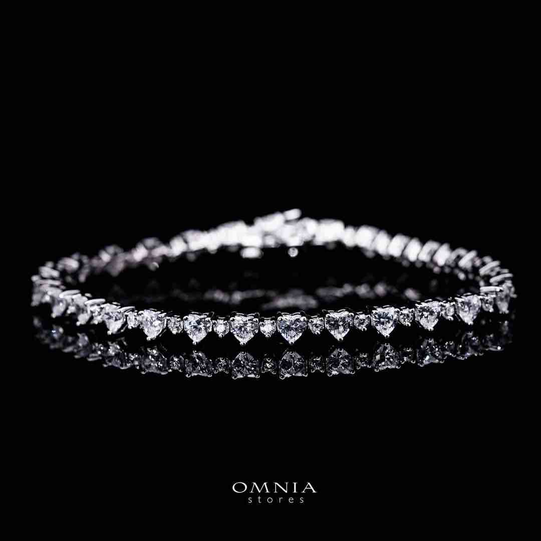 Omnia Radhwa White Heart Tennis Necklace, Earrings and Bracelet Set in 925 Silver with High Quality Simulated Diamonds - Image 4