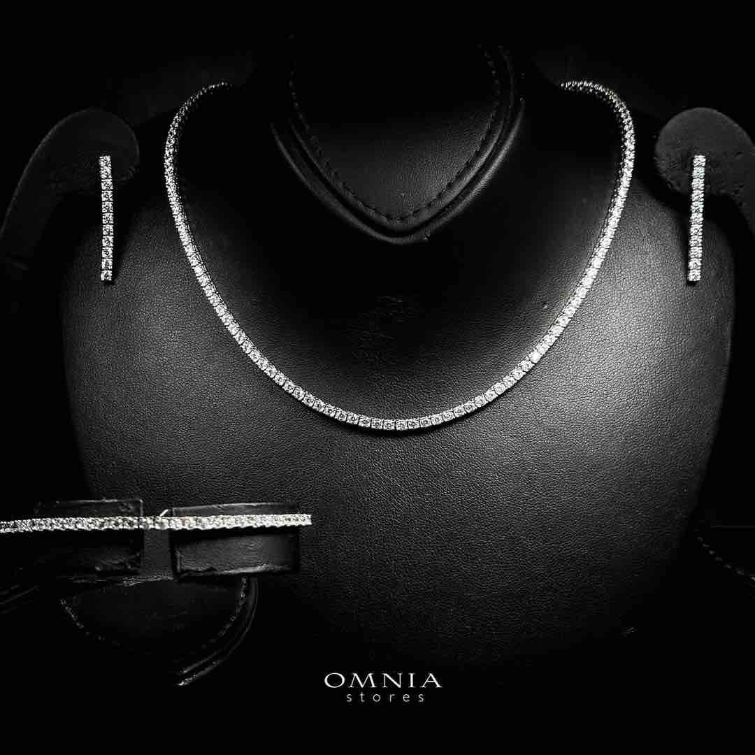Omnia Raneeya White Tennis Necklace, Earrings and Bracelet Set in 925 Silver with High Quality Simulated Diamonds 2.5mm - Image 2