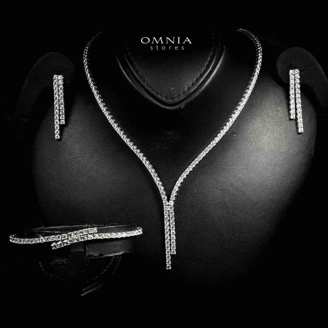 Omnia Ruwayda White Tennis Necklace, Earrings and Bracelet Set in 925 Silver with High Quality Simulated Diamonds 2.5mm - Image 2