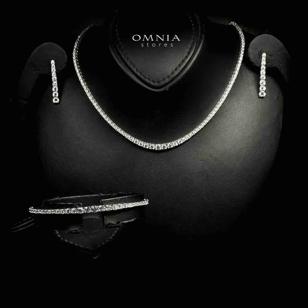 Omnia Zoya White Tennis Necklace, Earrings and Bracelet Set in 925 Silver with High Quality Simulated Diamonds - Image 2