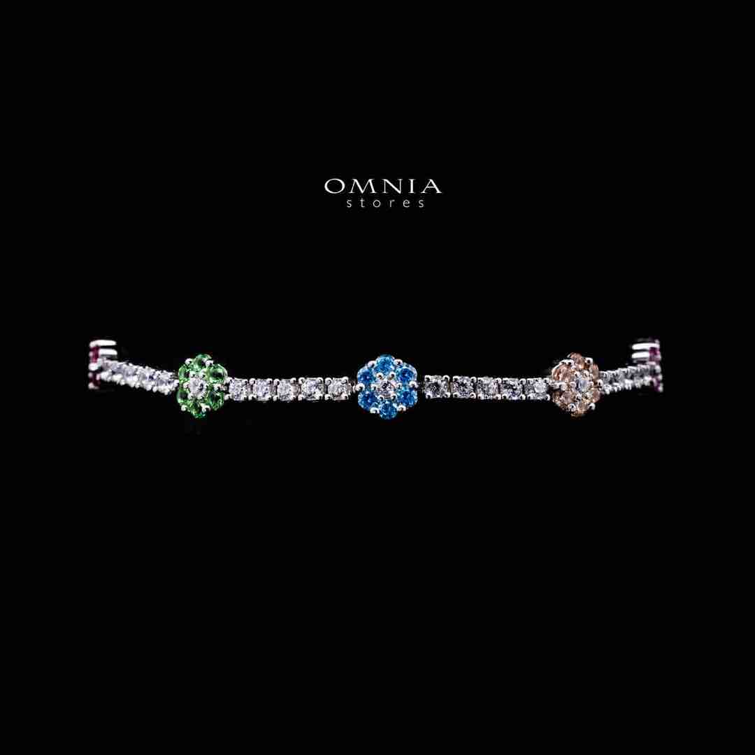 Omnia Zakiyaa Multi Color Tennis Necklace, Earrings and Bracelet Set in 925 Silver with High Quality Simulated Diamonds 2mm - Image 2