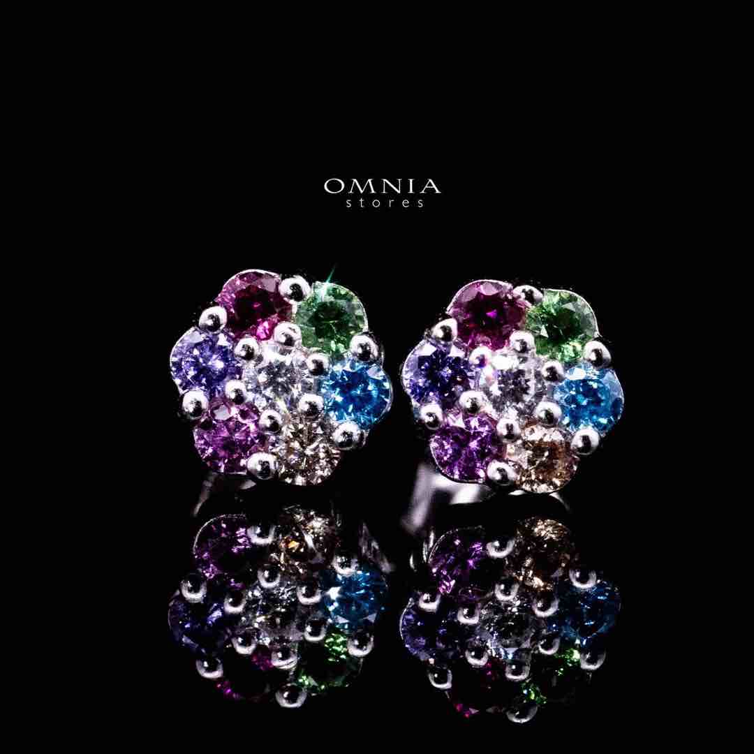 Omnia Zakiyaa Multi Color Tennis Necklace, Earrings and Bracelet Set in 925 Silver with High Quality Simulated Diamonds 2mm - Image 3