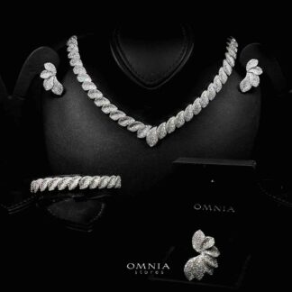 Omnia Alaia Luxury White Bridal Full Set in High Quality Zircon Stone Rhodium Plated