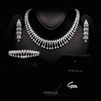 Omnia Samara Luxury White Bridal Full Set in High Quality Zircon Stone Rhodium Plated