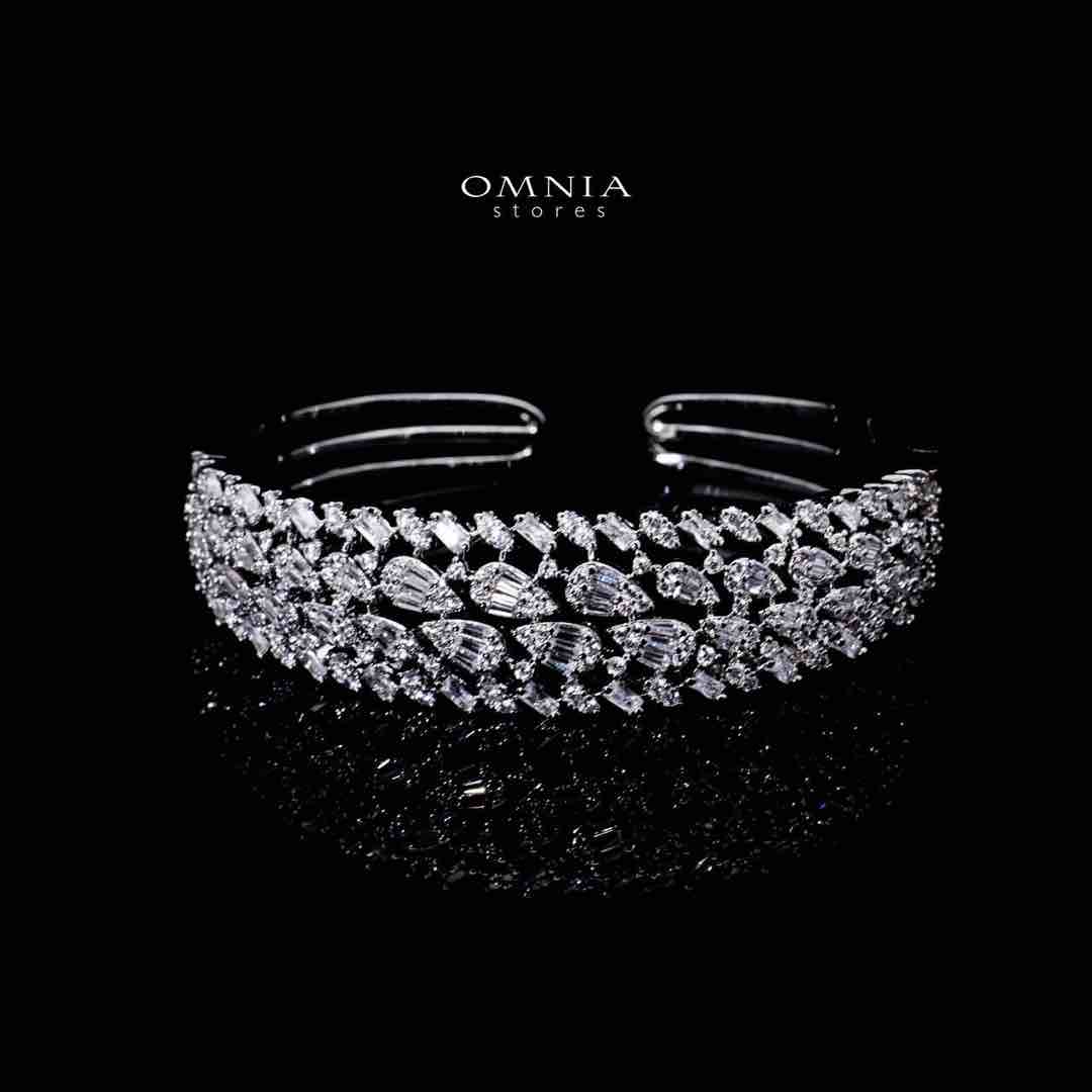 Omnia Aarifah Luxury White Bracelet & Ring Set in High Quality Zircon Stone Rhodium Plated - Image 2