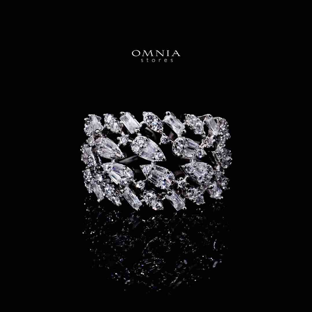 Omnia Aarifah Luxury White Bracelet & Ring Set in High Quality Zircon Stone Rhodium Plated - Image 3