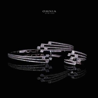 Omnia Daleela Luxury White Bracelet & RIng Set in High Quality Zircon Stone Rhodium Plated