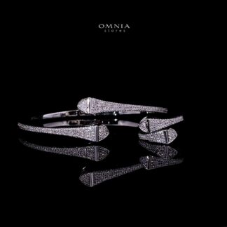 Omnia Daliya Luxury White Bracelet & RIng Set in High Quality Zircon Stone Rhodium Plated