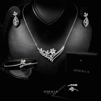Omnia Celina Luxury White Full Set in High Quality Zircon Stone Rhodium Plated