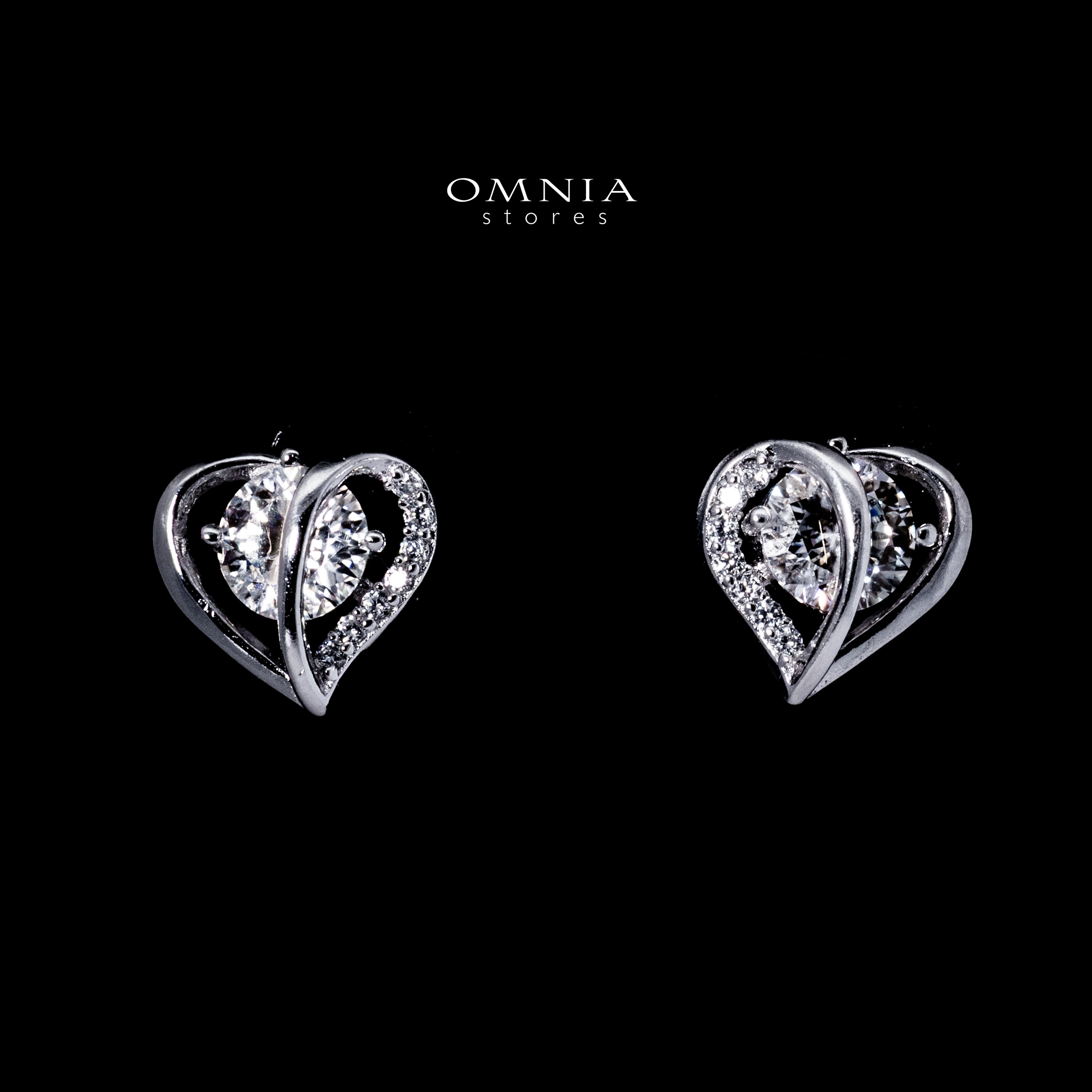 Omnia Layla White Heart Stud Earrings in 925 Silver with High-Quality Moissanite Stone - Image 2