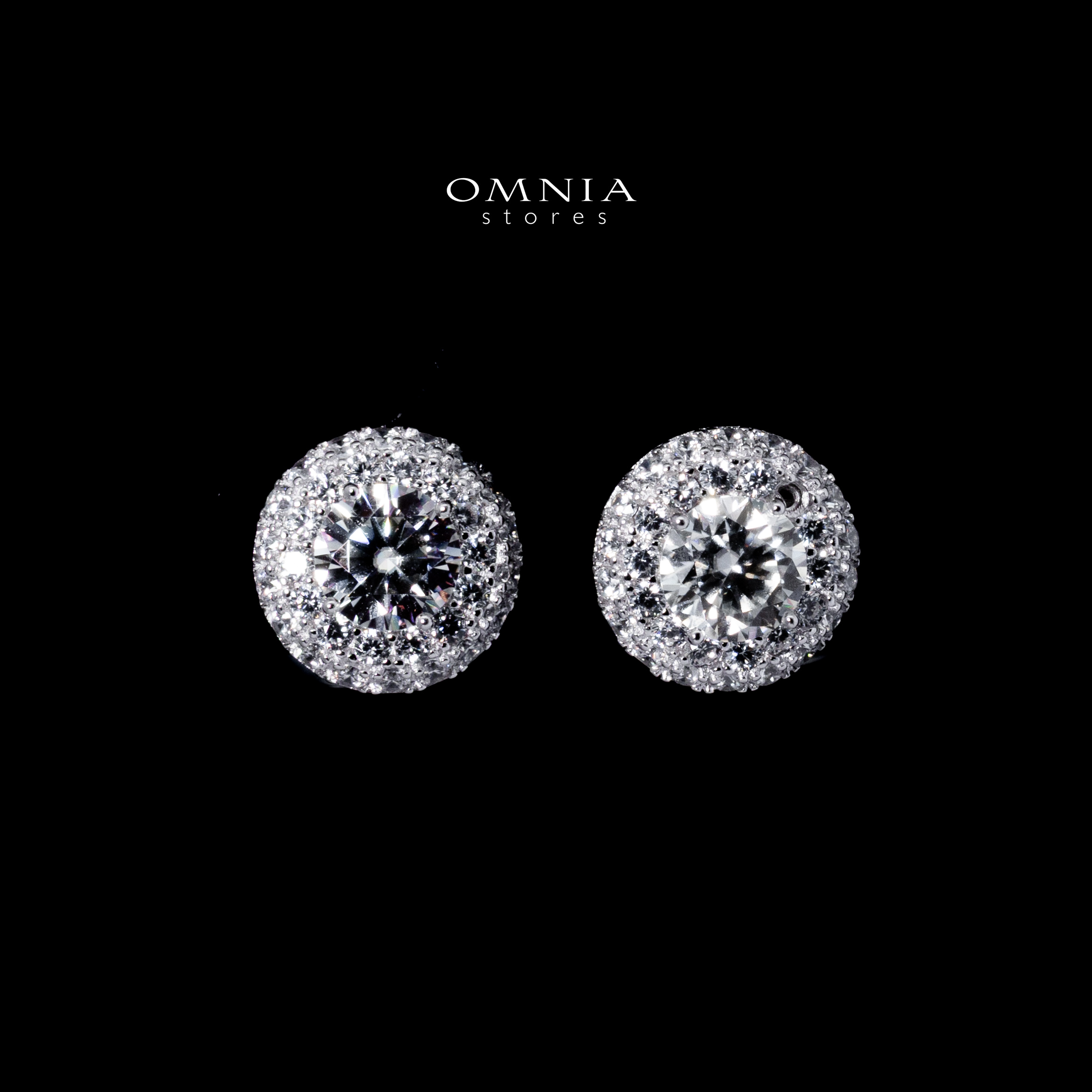Omnia Badia White Round Stud Earrings Set in 925 Silver with High-Quality Moissanite Stones - Image 2