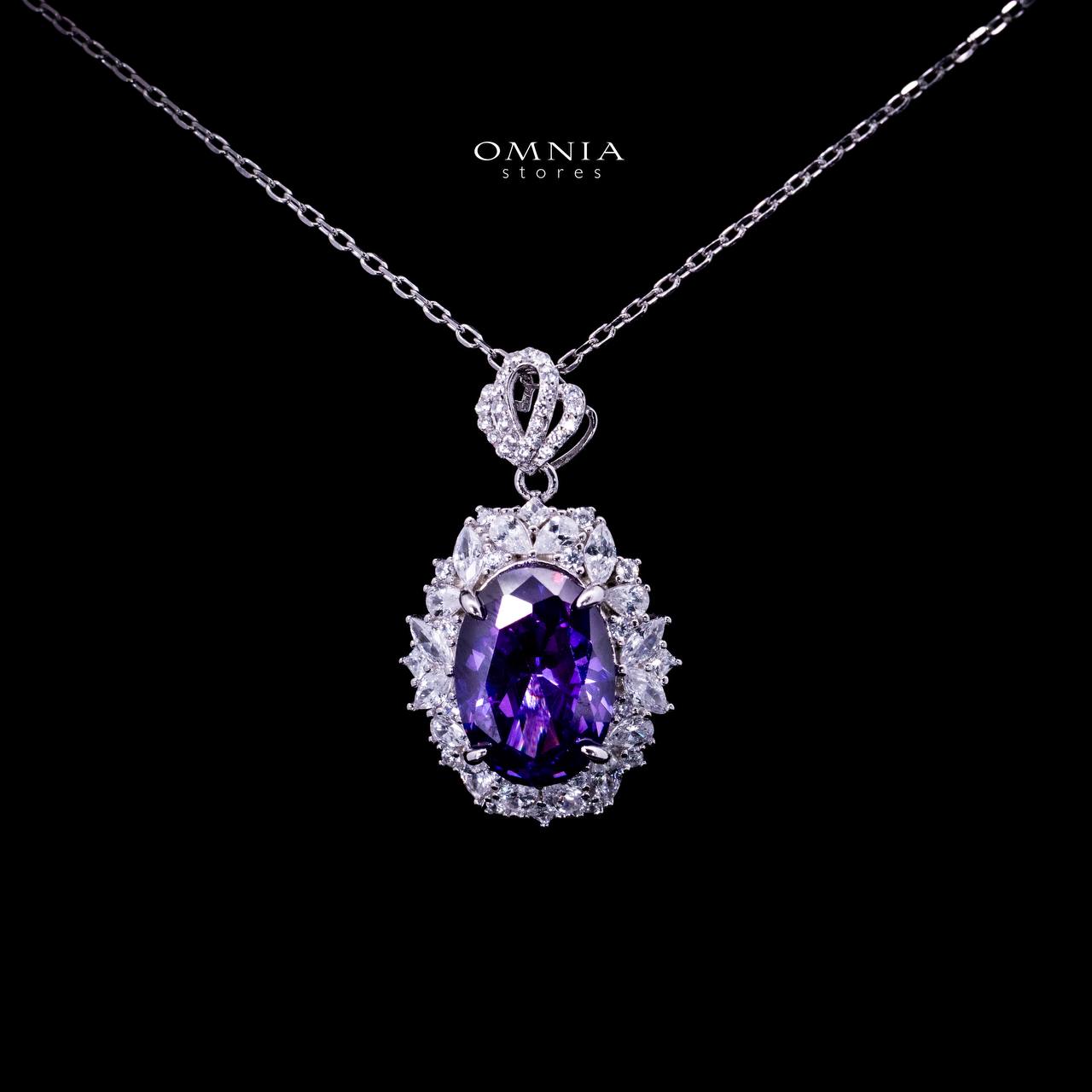 Omnia Anayah Purple Stone Silver Pendant Necklace in 925 Silver with High Quality Simulated Diamonds - Image 2