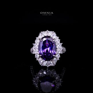 Omnia Anayah Purple Stone Silver Ring in 925 Silver with High Quality Simulated Diamonds