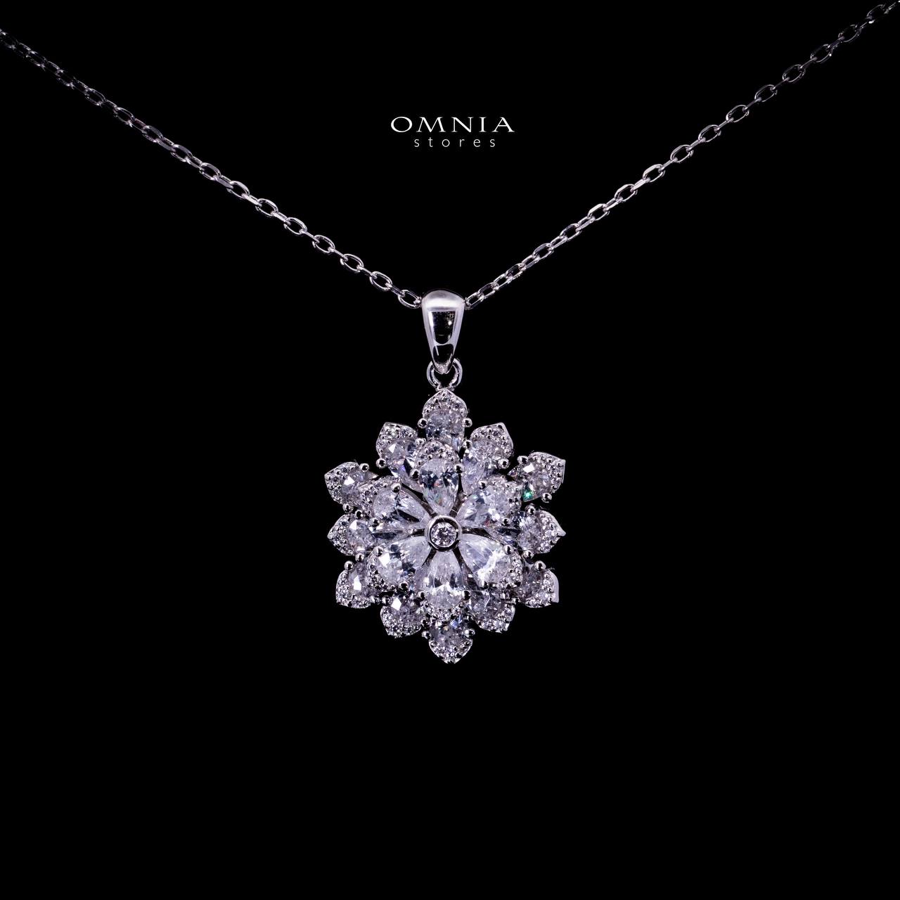 Omnia Damiyah White Floral Silver Pendant Necklace in 925 Silver with High Quality Simulated Diamonds - Image 2