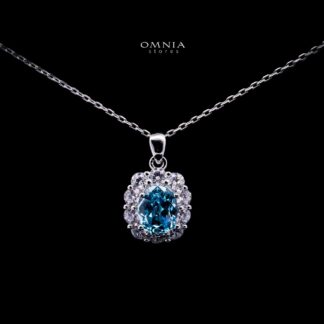 Omnia Mashael Sky Blue Necklace 925 Silver in High Quality Simulated Diamonds