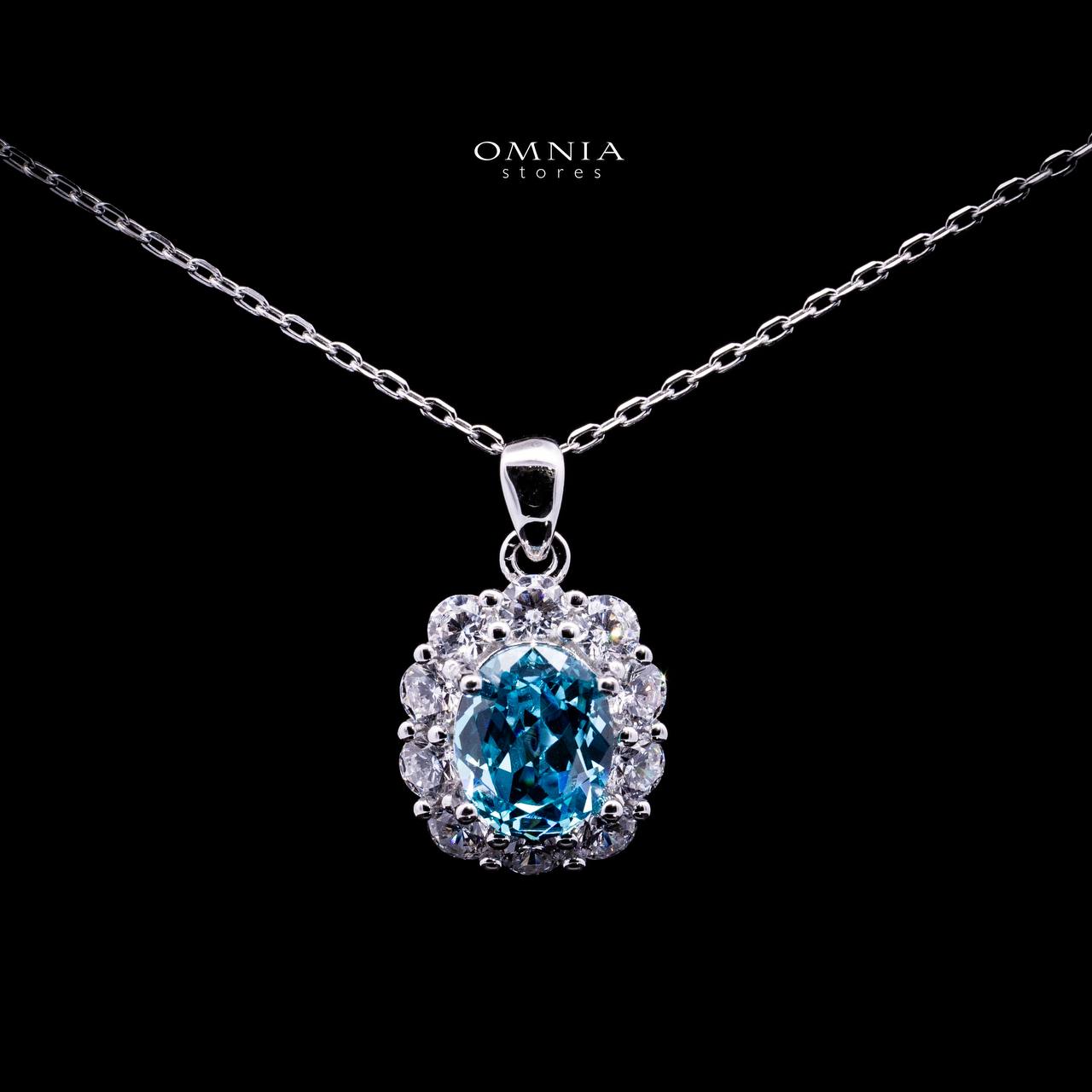 Omnia Mashael Sky Blue Necklace 925 Silver in High Quality Simulated Diamonds - Image 2