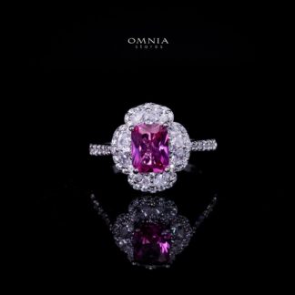 Omnia Raeya Purple Silver Ring in 925 Silver with High Quality Simulated Diamonds