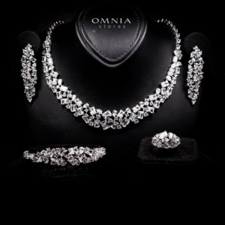 Omnia Anastasia White Luxury Bridal Full Set in High Quality Zircon Stone in Rhodium Plated