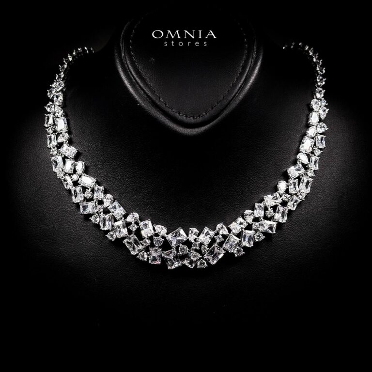Omnia Anastasia White Luxury Bridal Full Set in High Quality Zircon Stone in Rhodium Plated