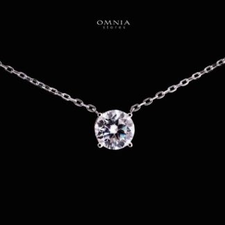 Omnia Emira Silver Pendant Necklace in 925 Silver With High Quality GRA Certified White Moissanite Stones