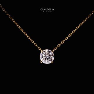 Omnia Emira Gold Pendant Necklace in 925 Silver With High Quality GRA Certified White Moissanite Stones