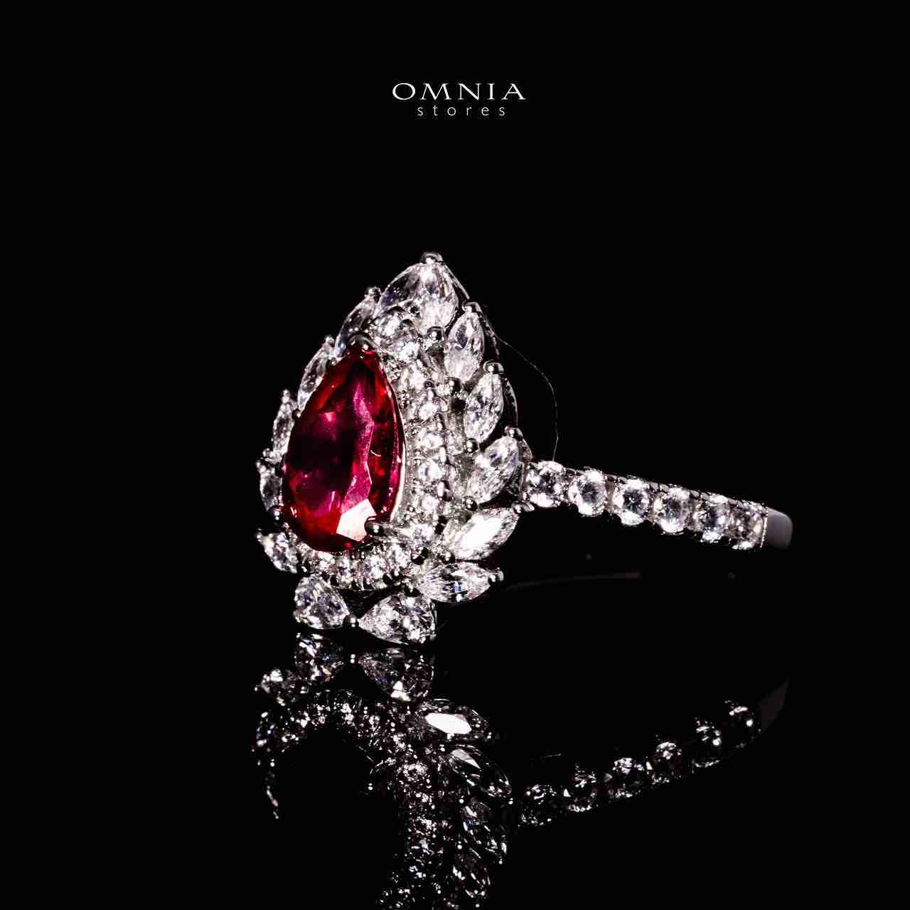Omnia Nahima Silver Ring in 925 Silver With GRC Certifited High Quality Ruby Red Lab Grown Stones - Image 4