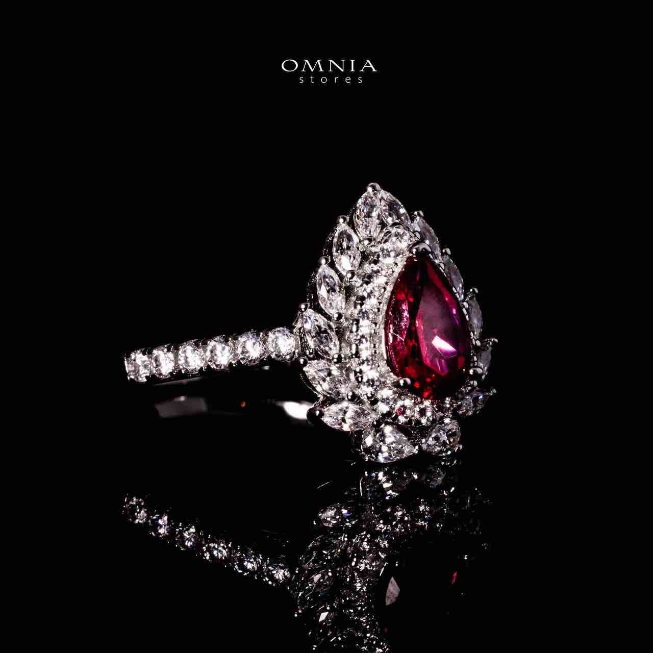 Omnia Nahima Silver Ring in 925 Silver With GRC Certifited High Quality Ruby Red Lab Grown Stones - Image 3