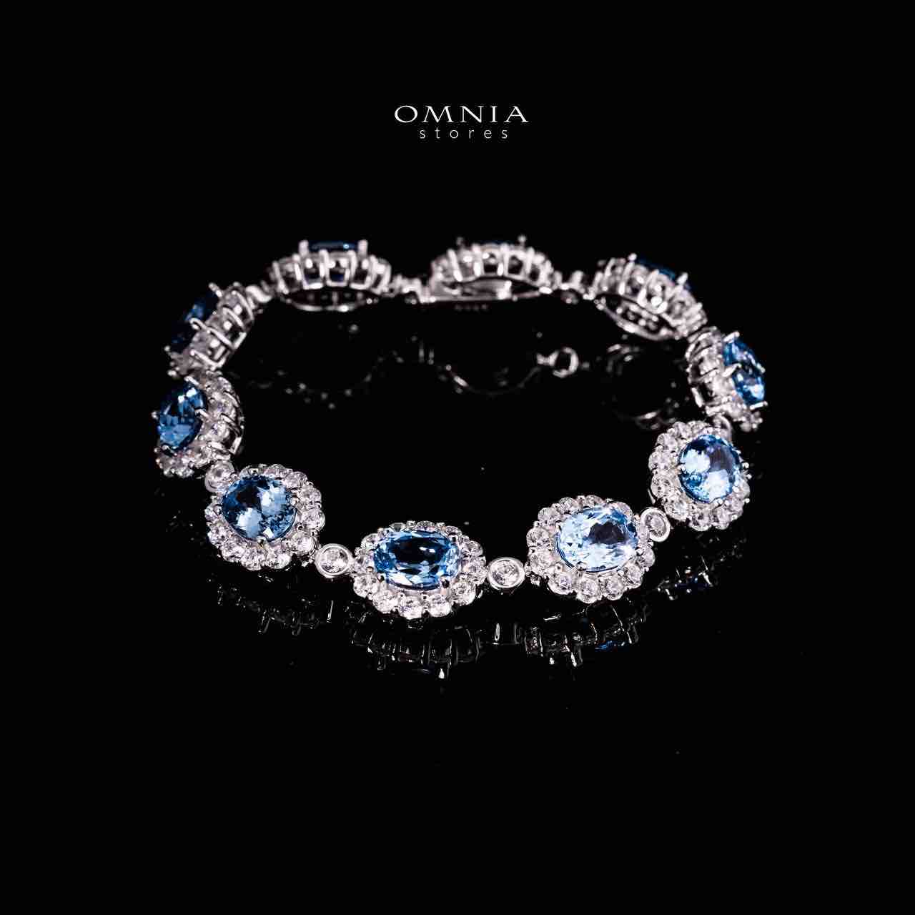 Omnia Mahasin Silver Bracelet in 925 Silver With GRC Certifited High Quality Synthetic Spinel Sky Blue Lab Grown Stones - Image 3