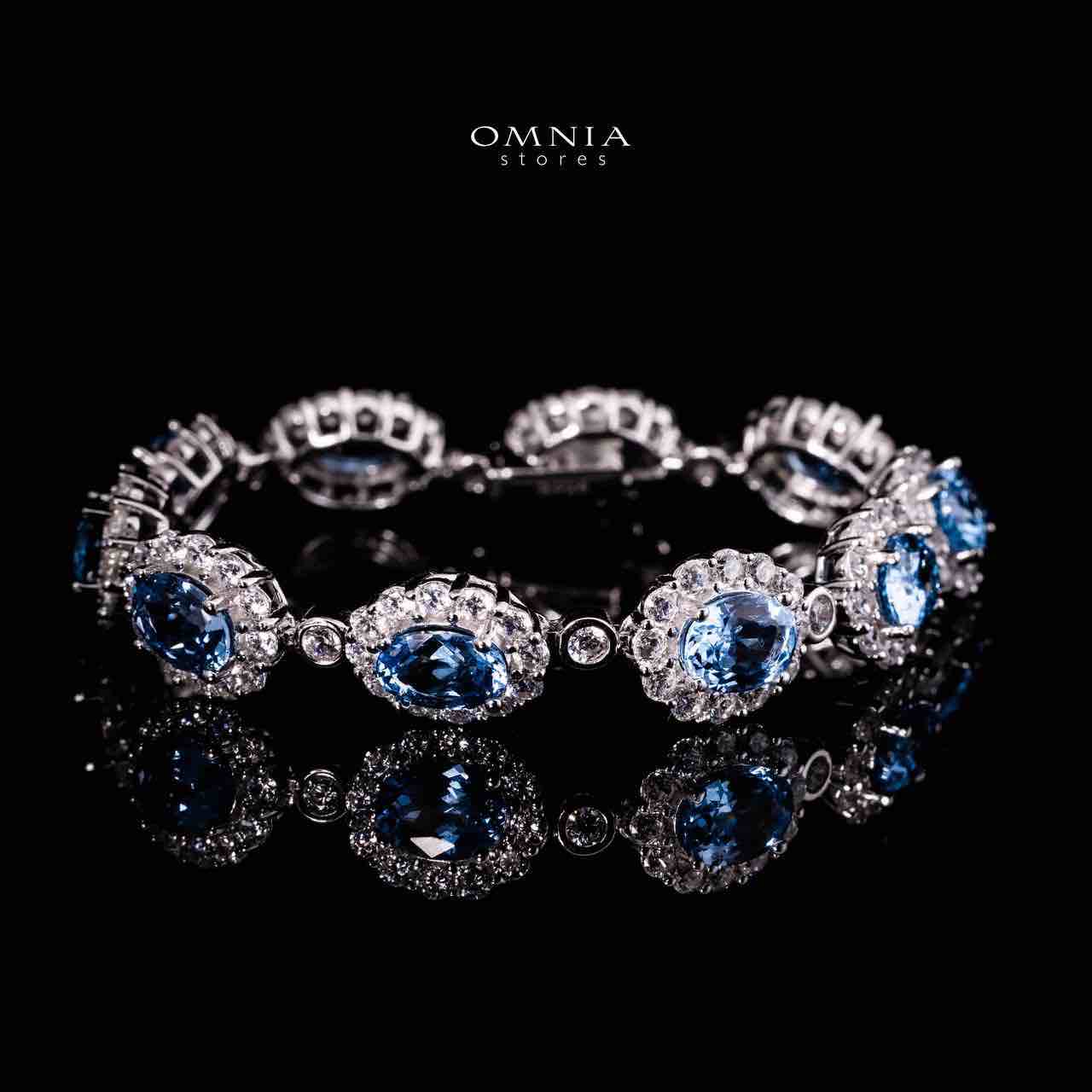 Omnia Mahasin Silver Bracelet in 925 Silver With GRC Certifited High Quality Synthetic Spinel Sky Blue Lab Grown Stones - Image 2