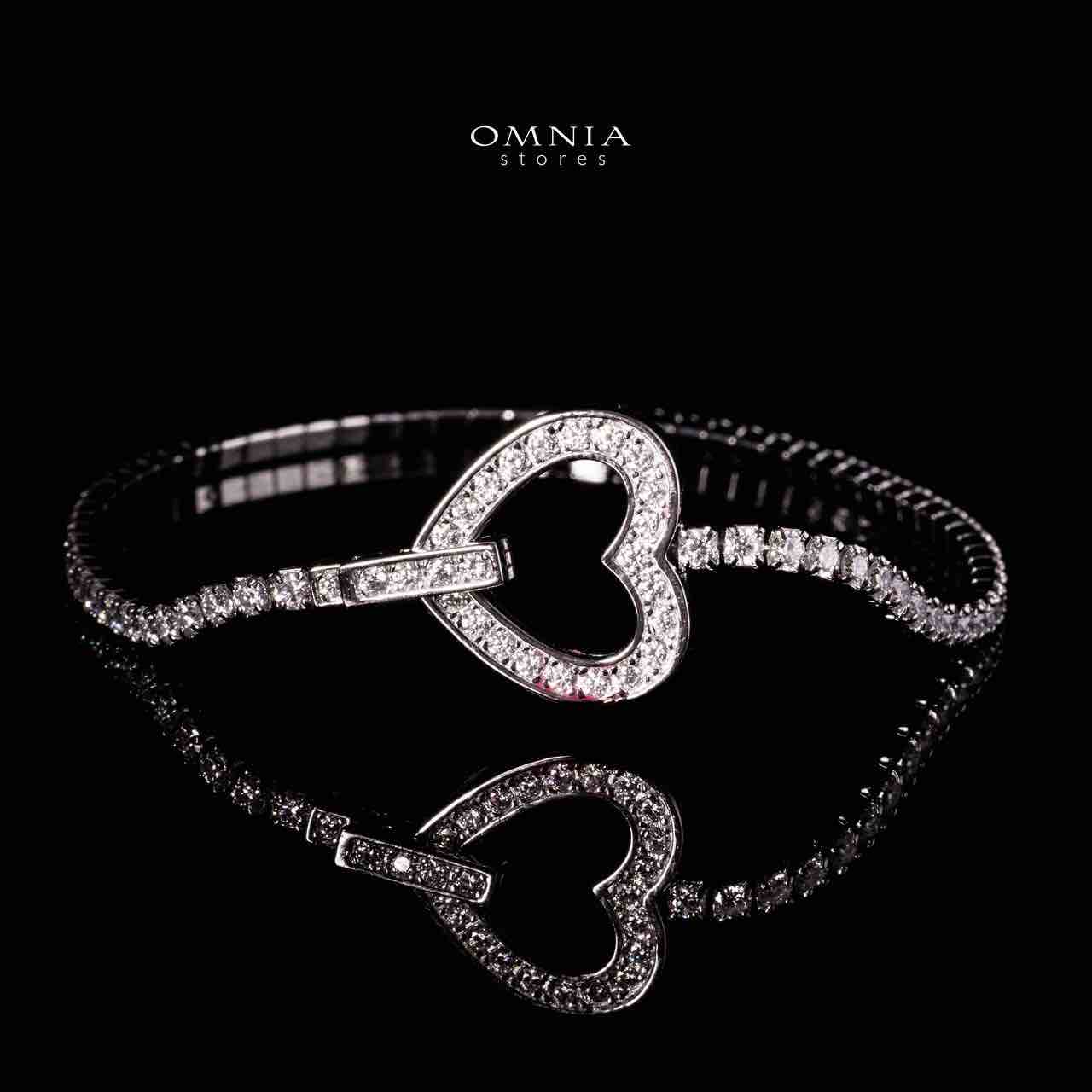 Omnia Emma White Silver Heart Bracelet in 925 Silver with High-Quality Moissanite Stones - Image 2