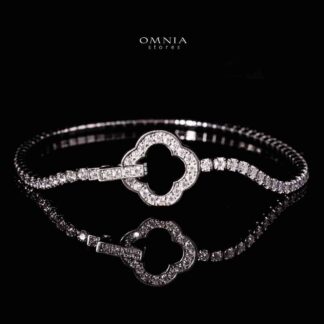 Omnia Emma White Silver Bracelet in 925 Silver with High-Quality Moissanite Stones