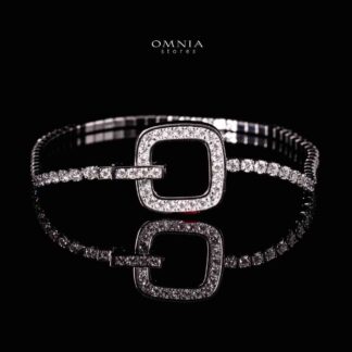 Omnia Emma White Square Silver Bracelet in 925 Silver with High-Quality Moissanite Stones