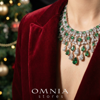 Omnia Kinza Green and White Necklace In 925 Silver High Quality Certified Lab Crafted Stones