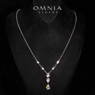 Omnia Zaida White Necklace With High Quality Certified Lab Crafted Stones In 925 Silver