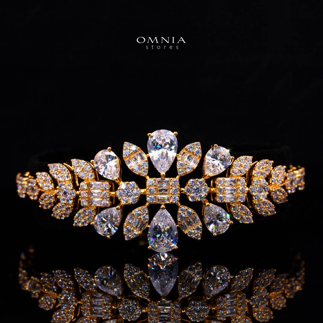 Omnia Adelita Golden Luxury Bridal Full Set in High Quality Zircon Stone Rhodium Plated - Image 3