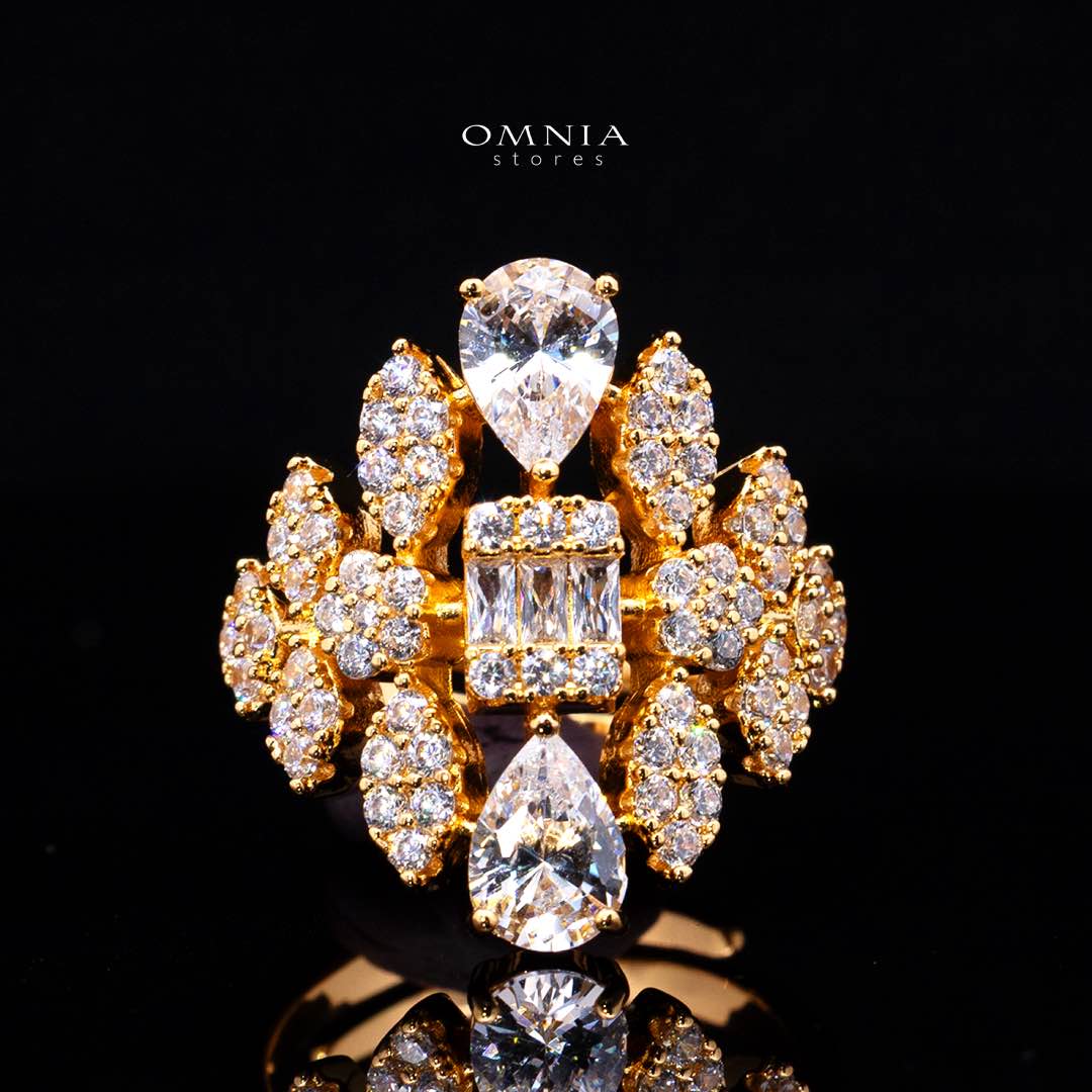 Omnia Adelita Golden Luxury Bridal Full Set in High Quality Zircon Stone Rhodium Plated - Image 4