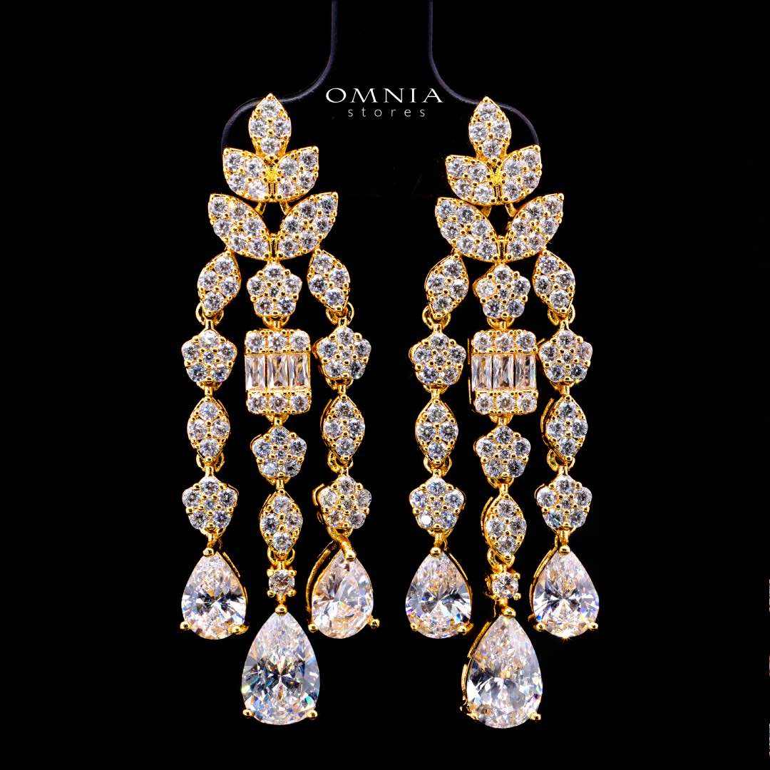 Omnia Adelita Golden Luxury Bridal Full Set in High Quality Zircon Stone Rhodium Plated - Image 5