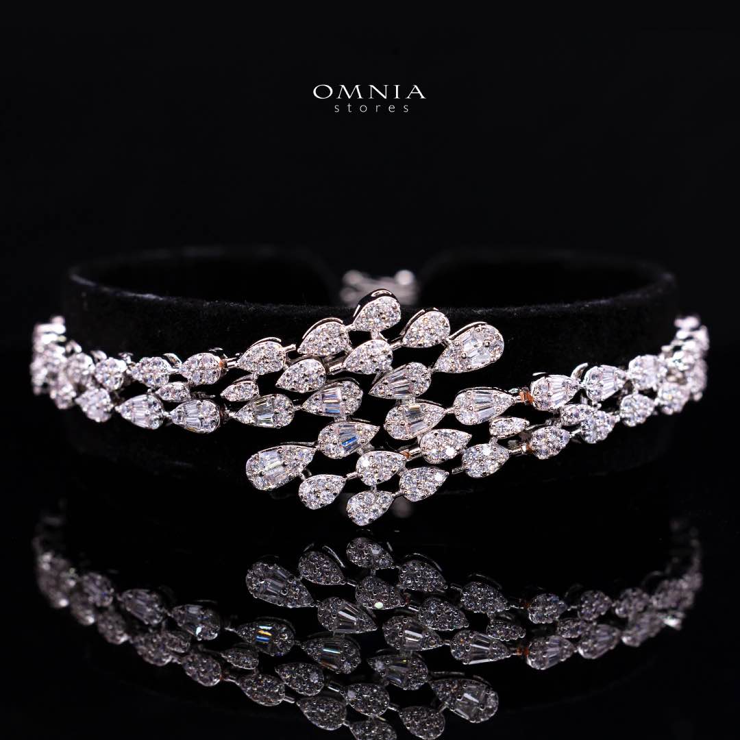 Omnia Nasiha Luxury Bridal White Full Set in High Quality Zircon Stone Rhodium Plated - Image 4