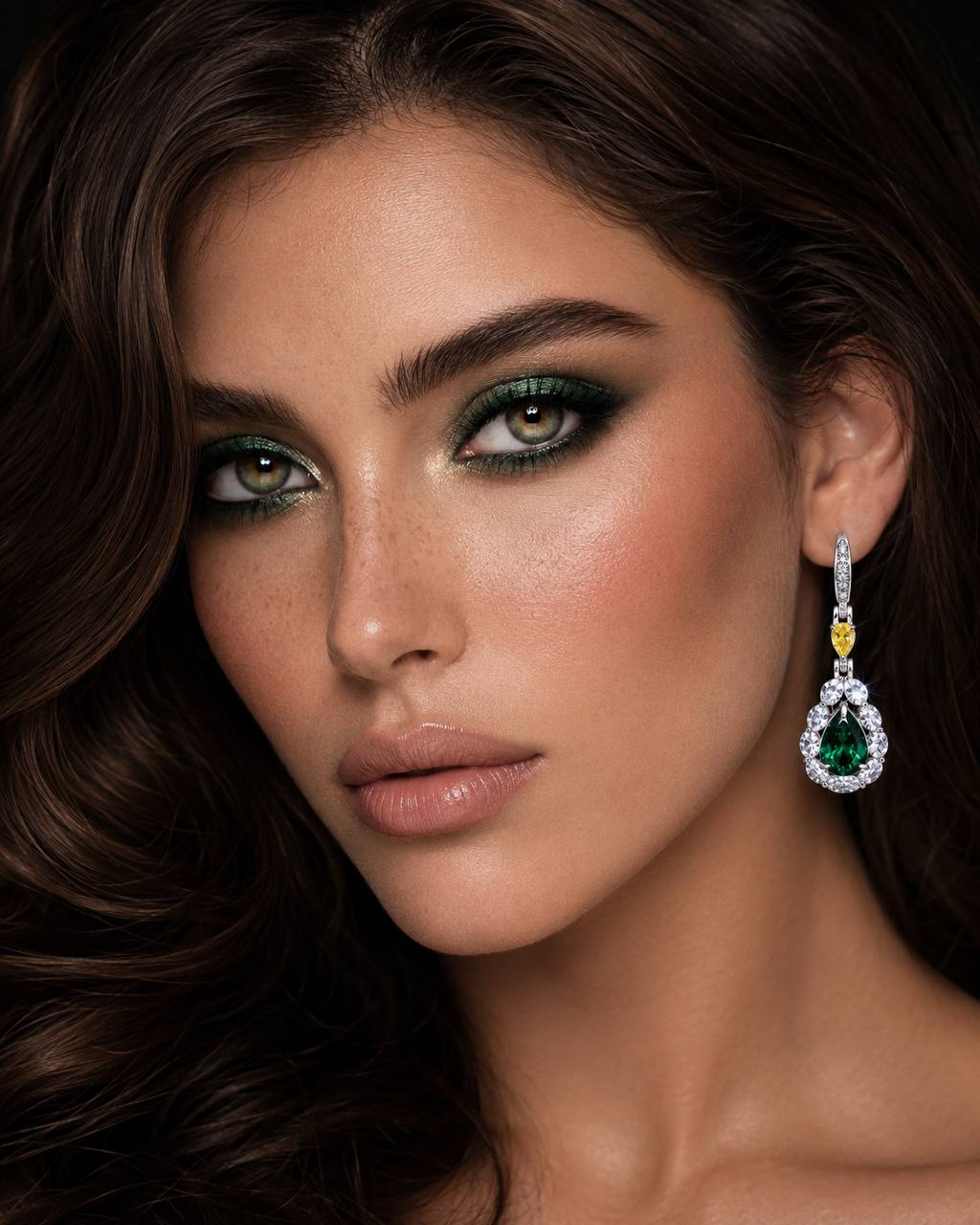 Omnia Amarah Green & Yellow Stone Drop Earrings in 925 Silver with High Quality Simulated Diamonds - Image 3