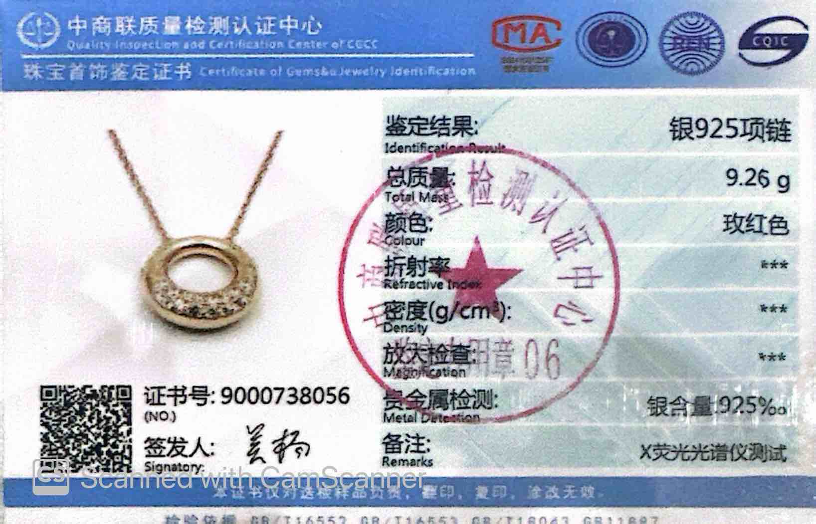 Omnia Asah Rose Gold Peandant Necklace In 925 Silver High Quality Certified Lab Crafted White and Pink Stones - Image 3