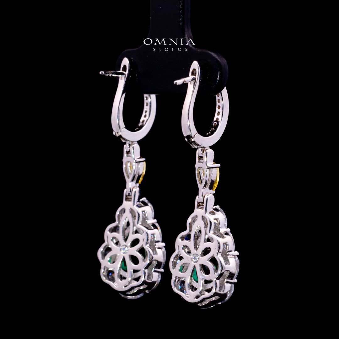 Omnia Amarah Green & Yellow Stone Drop Earrings in 925 Silver with High Quality Simulated Diamonds - Image 3