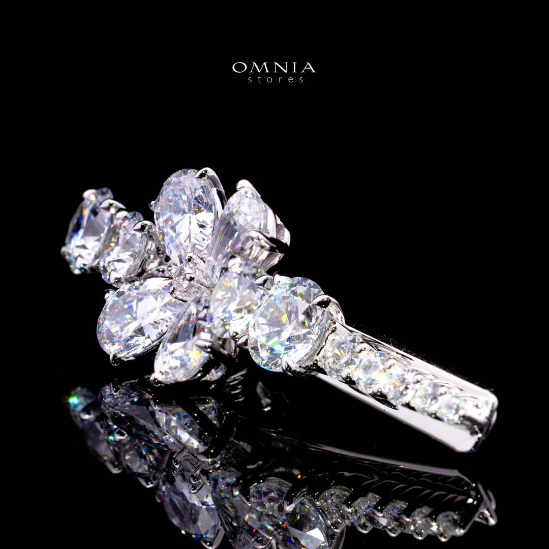 Omnia Asah White Floral Hair Clip In 925 Silver High Quality Lab Crafted Stones - Image 2