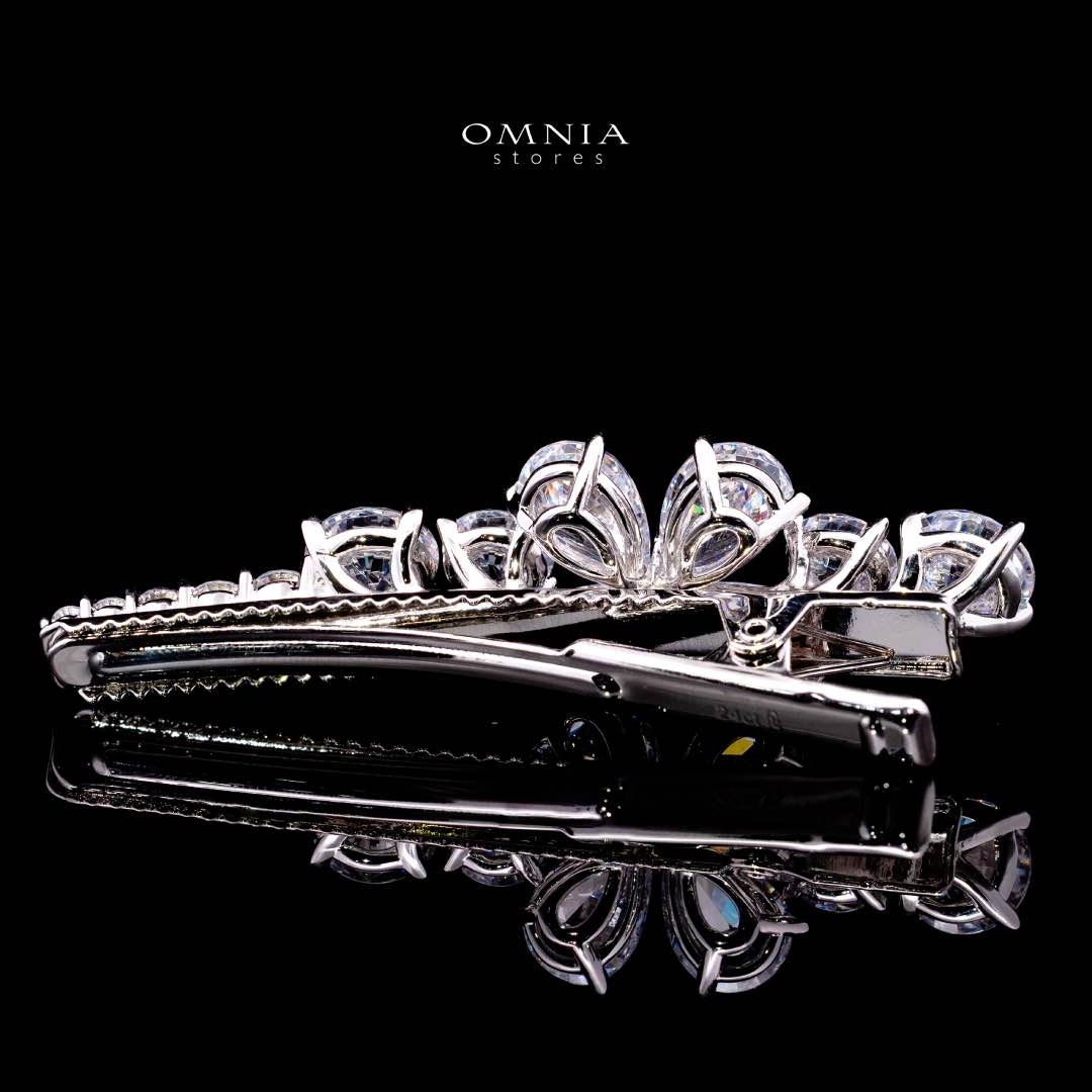 Omnia Asah White Floral Hair Clip In 925 Silver High Quality Lab Crafted Stones - Image 3