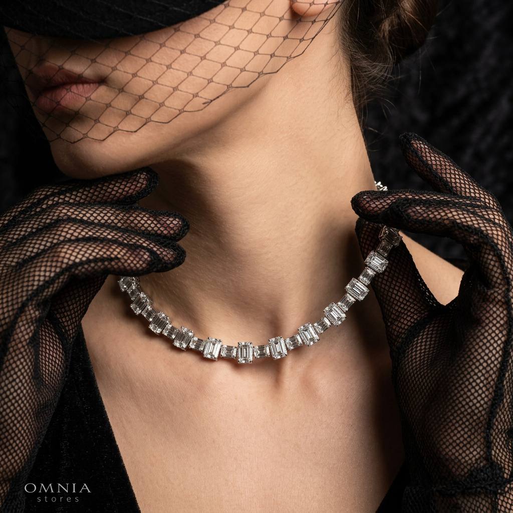 Omnia Nayra White Necklace With High Quality Lab Crafted Stones In 925 Silver - Image 2