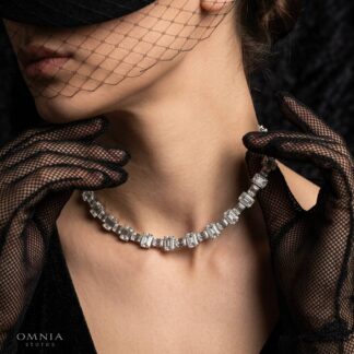 Omnia Nayra White Necklace With High Quality Lab Crafted Stones In 925 Silver
