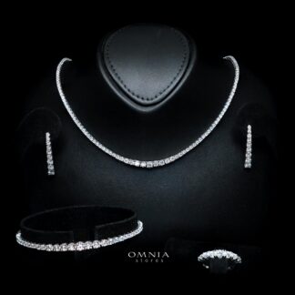 Omnia Zoya White Tennis Necklace, Earrings and Bracelet Set in 925 Silver with High Quality Simulated Diamonds