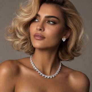 Omnia Hayaam White Heart Necklace With High Quality Certified Lab Crafted Stones In 925 Silver (42cm)
