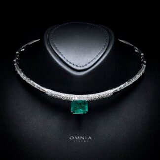 Omnia Kouther Green Necklace In 925 Silver High Quality Certified Lab Crafted Stones